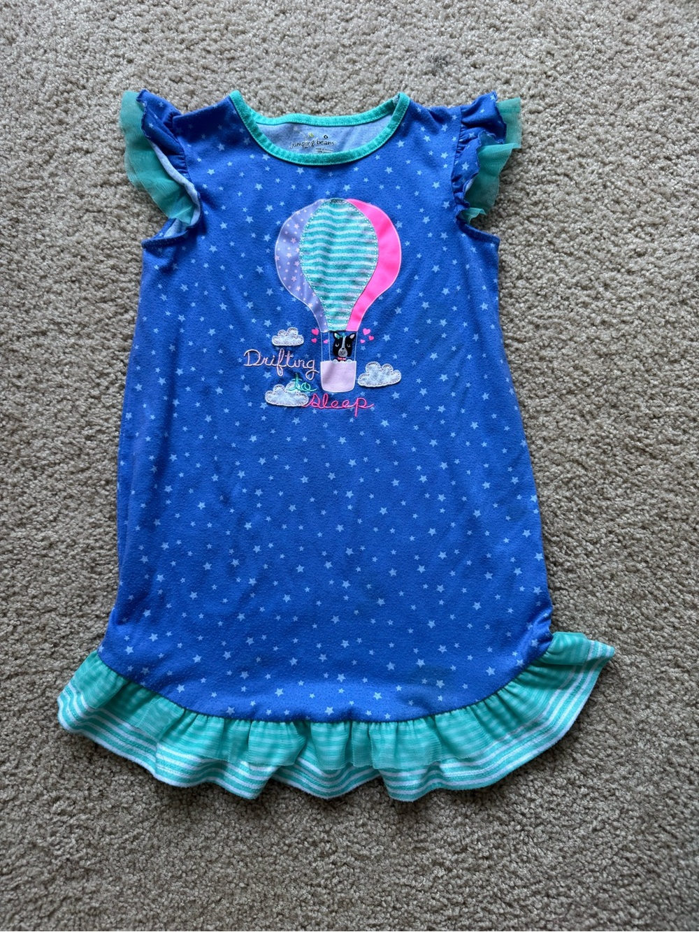 jumping beans Blue Hot Air Balloon Nightgown with Mint Ruffle